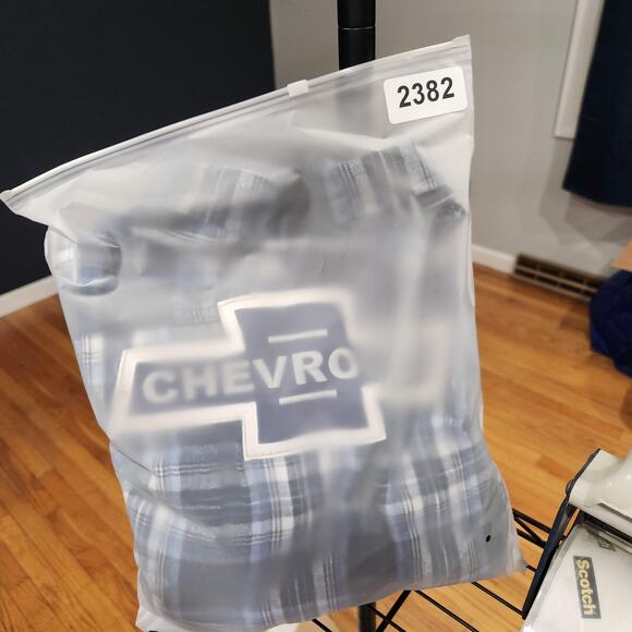 VTG Chevrolet Shirt Mens Large Blue Plaid Flannel Embroiderd Patch Racing USA - Picture 14 of 14